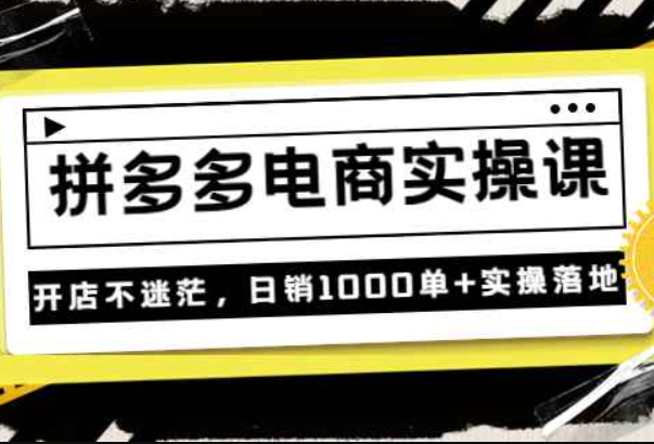 不灭《拼多多电商实操课》开店不迷茫，日销1000单+实操落地（价值299元）