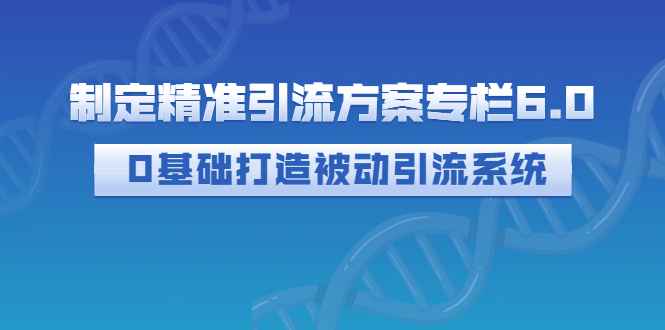 精准引流方案专栏6.0，价值1380元。帮助新手建立引流模式，0基础建立被动引流系统