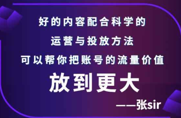 张sir账号流量增长课程，告别海王流量，让你的流量更精准